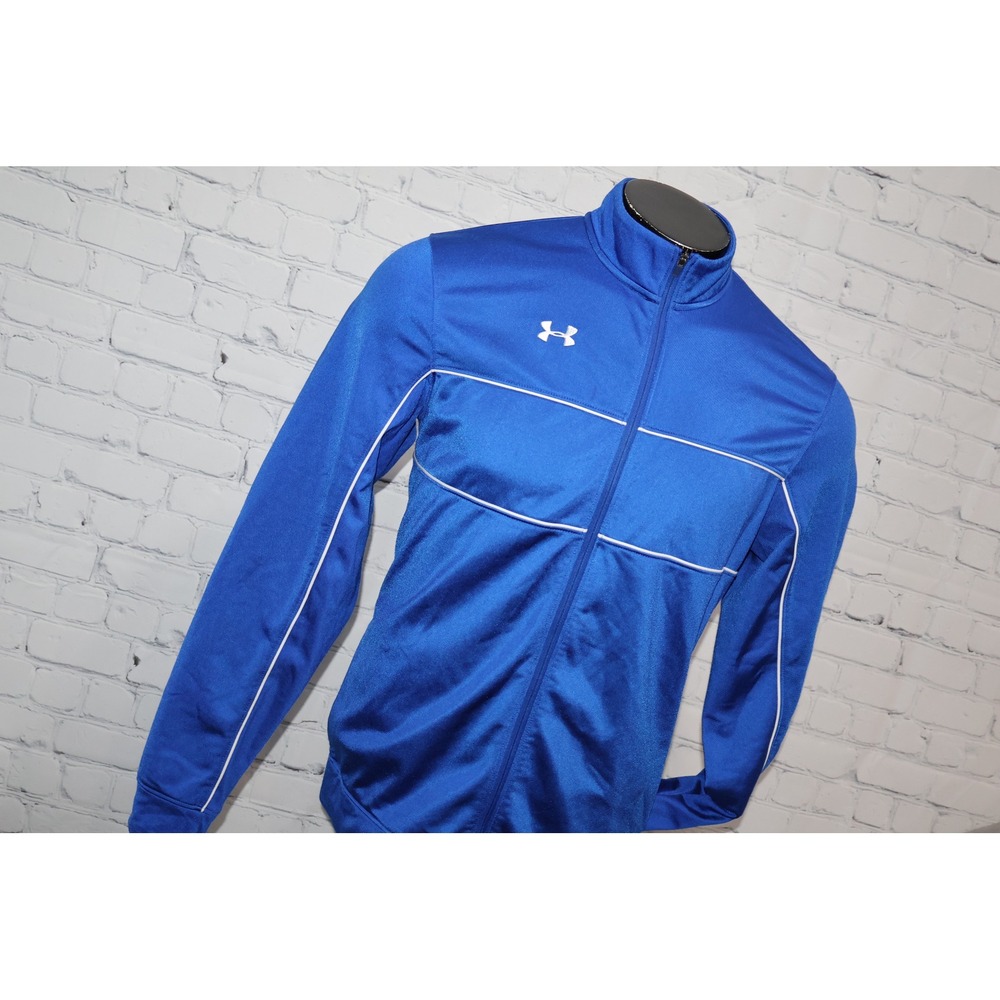 Under Armour Track Jacket Mens Large Blue Full Zip Athletic Performance Gym